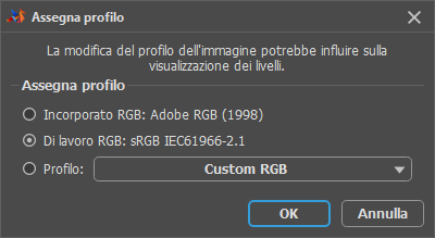 Assegna profilo Assegna profilo