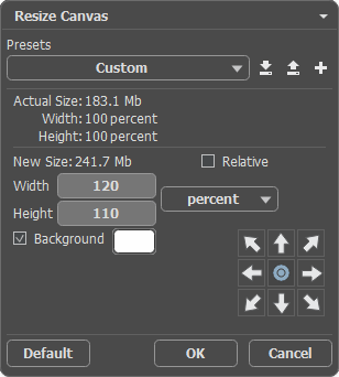 Resize Canvas Dialog Box Resize Canvas Dialog Box