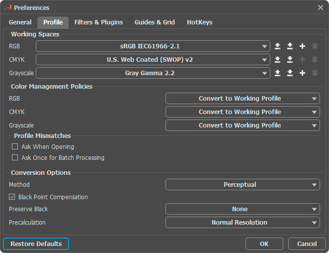 Preferences: Profile Preferences: Profile
