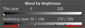 Position of the sliders Position of the sliders