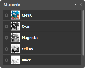 Channels Panel for CMYK Channels Panel for CMYK