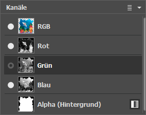 Grüner Kanal wird ausgewählt