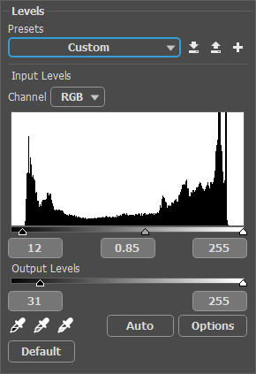 Levels Adjustment Layer