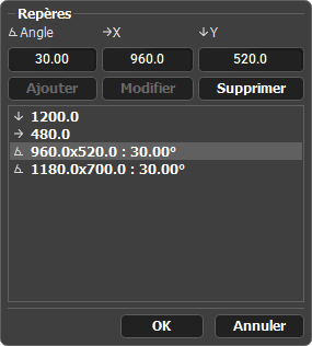 Liste des repère Liste des repère