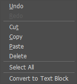 Context menu Context menu