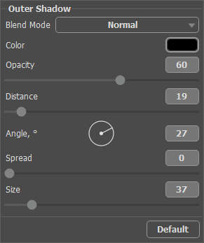 Outer Shadow Settings Outer Shadow Settings