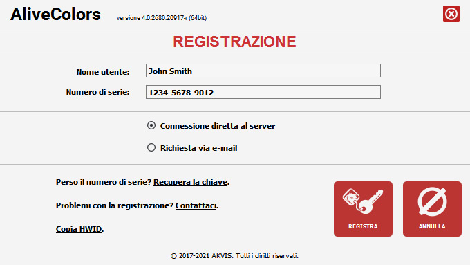 Attivare AliveColors Attivare AliveColors